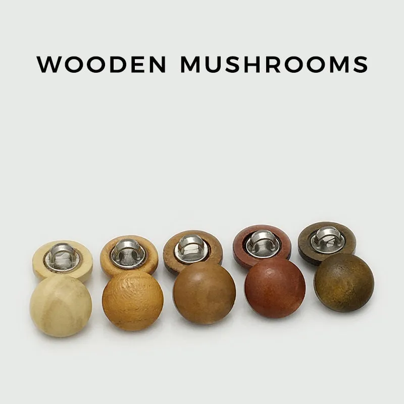 11mm Wooden Mushroom Buttons with Metal Shank for Sweaters Knitwear 40pcs