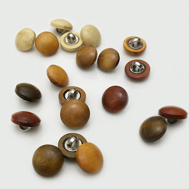 11mm Wooden Mushroom Buttons with Metal Shank for Sweaters Knitwear 40pcs
