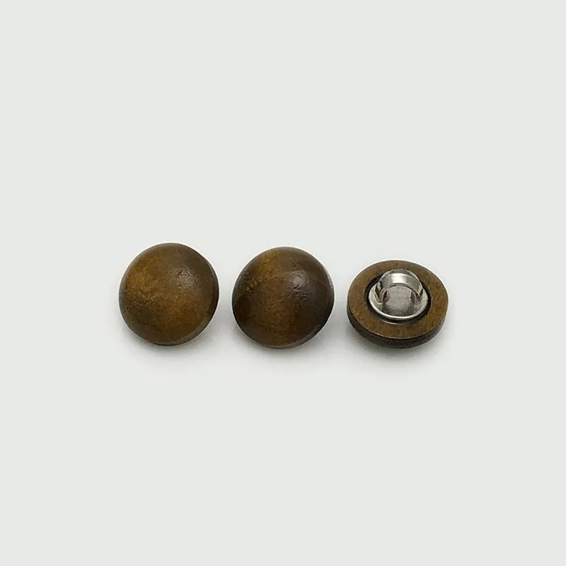 11mm Wooden Mushroom Buttons with Metal Shank for Sweaters Knitwear 40pcs