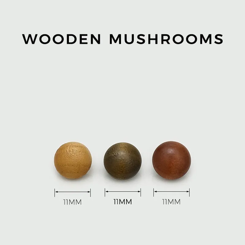 11mm Wooden Mushroom Buttons with Metal Shank for Sweaters Knitwear 40pcs