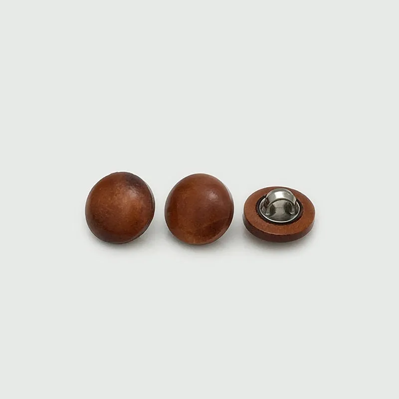 11mm Wooden Mushroom Buttons with Metal Shank for Sweaters Knitwear 40pcs