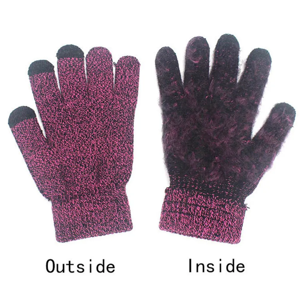 3Pcs Winter Knitted Hat Scarf Gloves Set Fleece Lined Warm Beanie Touch Screen Gloves for Women Men Outdoor Cycling Skiing
