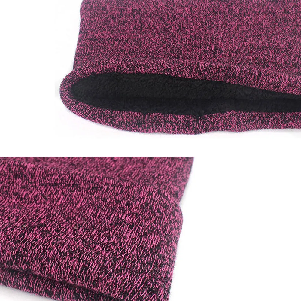 3Pcs Winter Knitted Hat Scarf Gloves Set Fleece Lined Warm Beanie Touch Screen Gloves for Women Men Outdoor Cycling Skiing