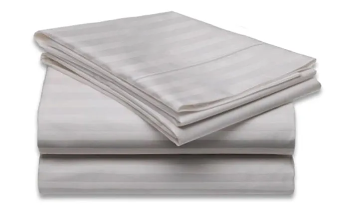 4-Piece Set: Super-Soft 1600 Series Dobby Stripe Embossed Bed Sheet