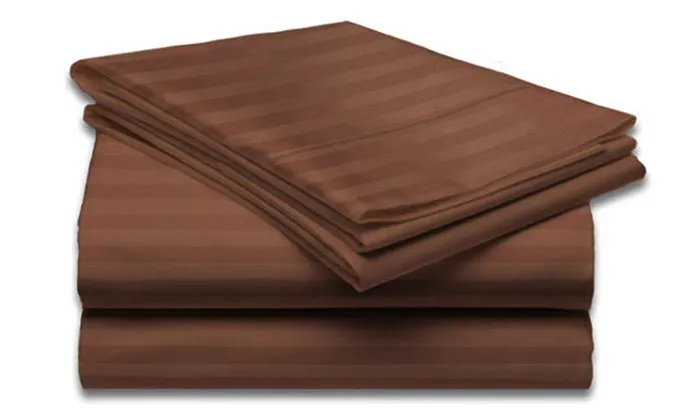 4-Piece Set: Super-Soft 1600 Series Dobby Stripe Embossed Bed Sheet