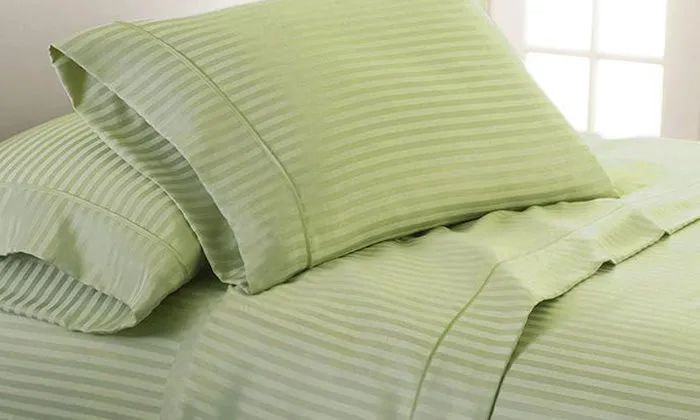 4-Piece Set: Super-Soft 1600 Series Dobby Stripe Embossed Bed Sheet