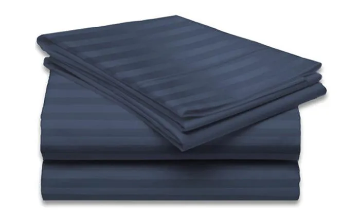 4-Piece Set: Super-Soft 1600 Series Dobby Stripe Embossed Bed Sheet