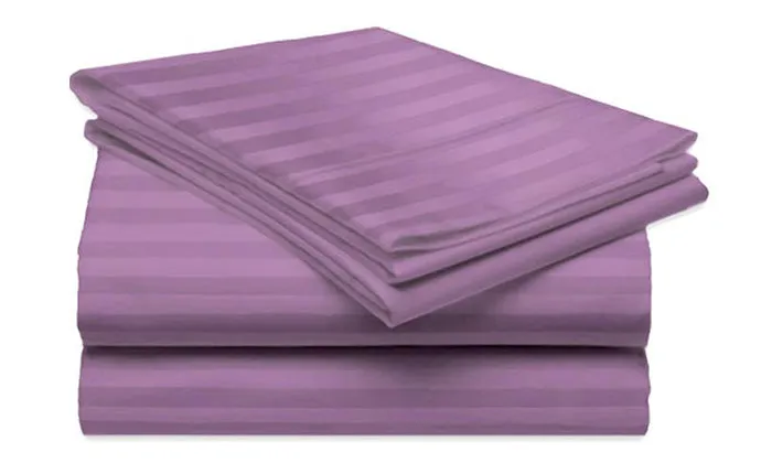 4-Piece Set: Super-Soft 1600 Series Dobby Stripe Embossed Bed Sheet