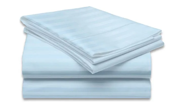 4-Piece Set: Super-Soft 1600 Series Dobby Stripe Embossed Bed Sheet