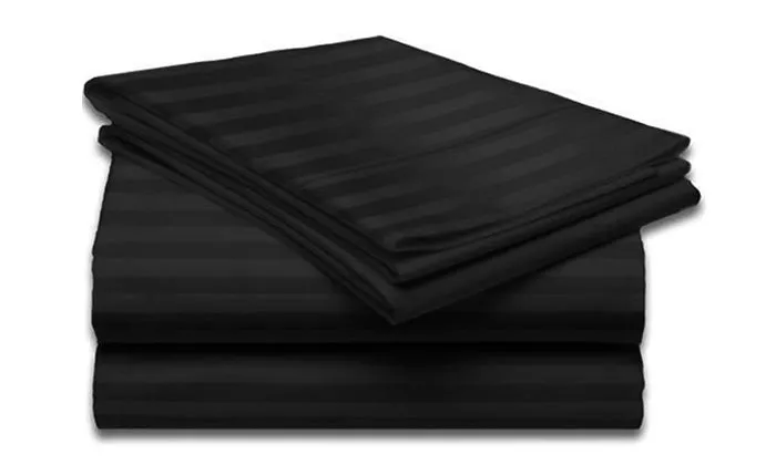 4-Piece Set: Super-Soft 1600 Series Dobby Stripe Embossed Bed Sheet