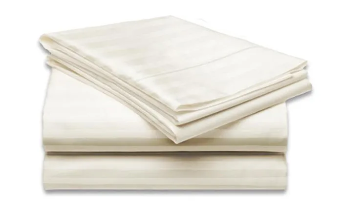 4-Piece Set: Super-Soft 1600 Series Dobby Stripe Embossed Bed Sheet