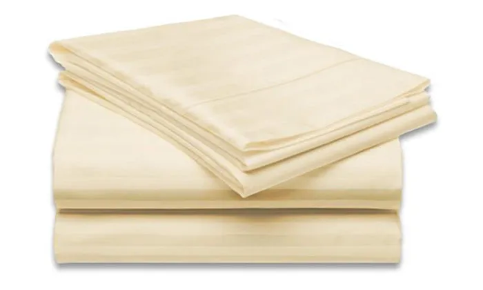 4-Piece Set: Super-Soft 1600 Series Dobby Stripe Embossed Bed Sheet