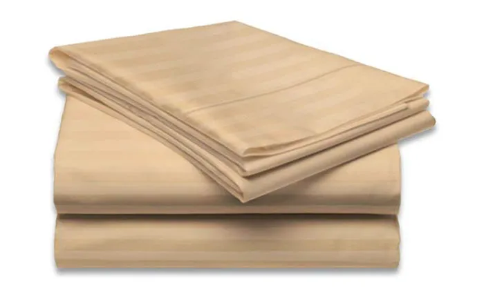 4-Piece Set: Super-Soft 1600 Series Dobby Stripe Embossed Bed Sheet