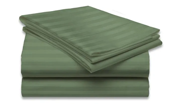 4-Piece Set: Super-Soft 1600 Series Dobby Stripe Embossed Bed Sheet