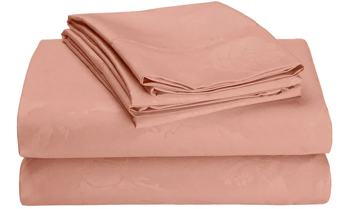 4-Piece Set: Super-Soft 1600 Series Floral Embossed Bed Sheet