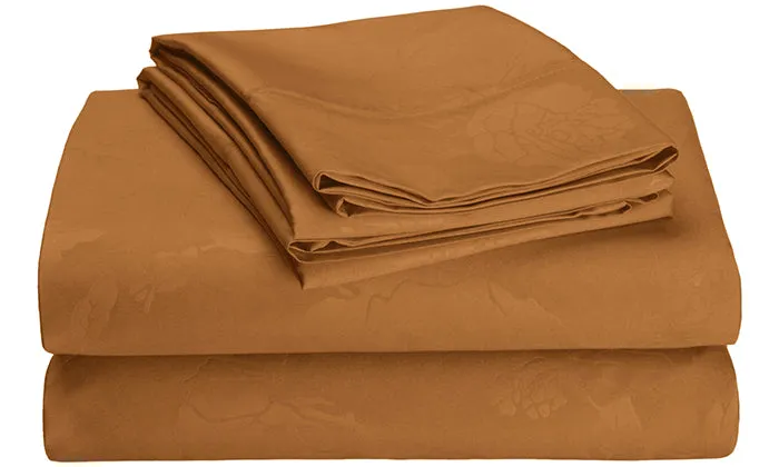 4-Piece Set: Super-Soft 1600 Series Floral Embossed Bed Sheet