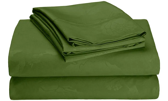 4-Piece Set: Super-Soft 1600 Series Floral Embossed Bed Sheet