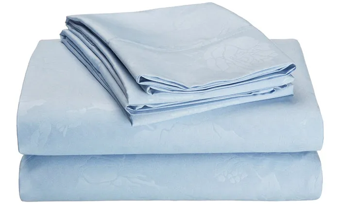 4-Piece Set: Super-Soft 1600 Series Floral Embossed Bed Sheet