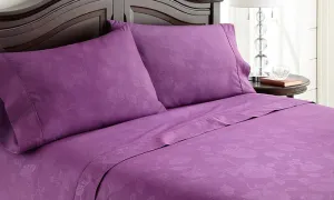 4-Piece Set: Super-Soft 1600 Series Floral Embossed Bed Sheet