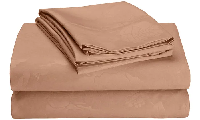 4-Piece Set: Super-Soft 1600 Series Floral Embossed Bed Sheet