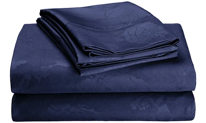 4-Piece Set: Super-Soft 1600 Series Floral Embossed Bed Sheet
