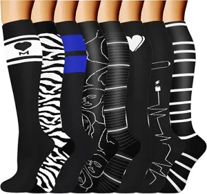 8-Pairs Cool Design Compression Socks for Man and Woman (20-30 mmHG）| ACTINPUT