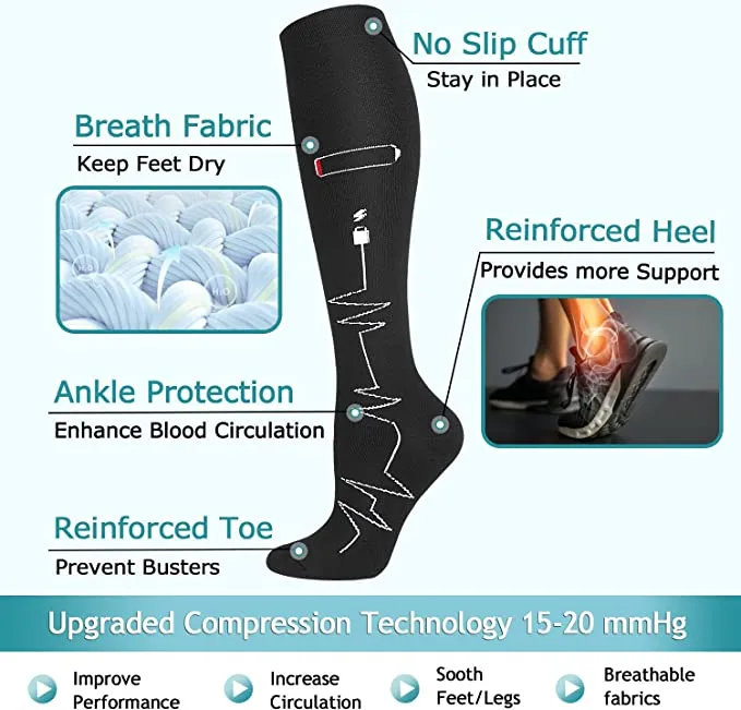 8-Pairs Cool Design Compression Socks for Man and Woman (20-30 mmHG）| ACTINPUT