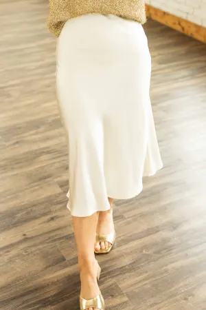 ALAYA SATIN MIDI SKIRT