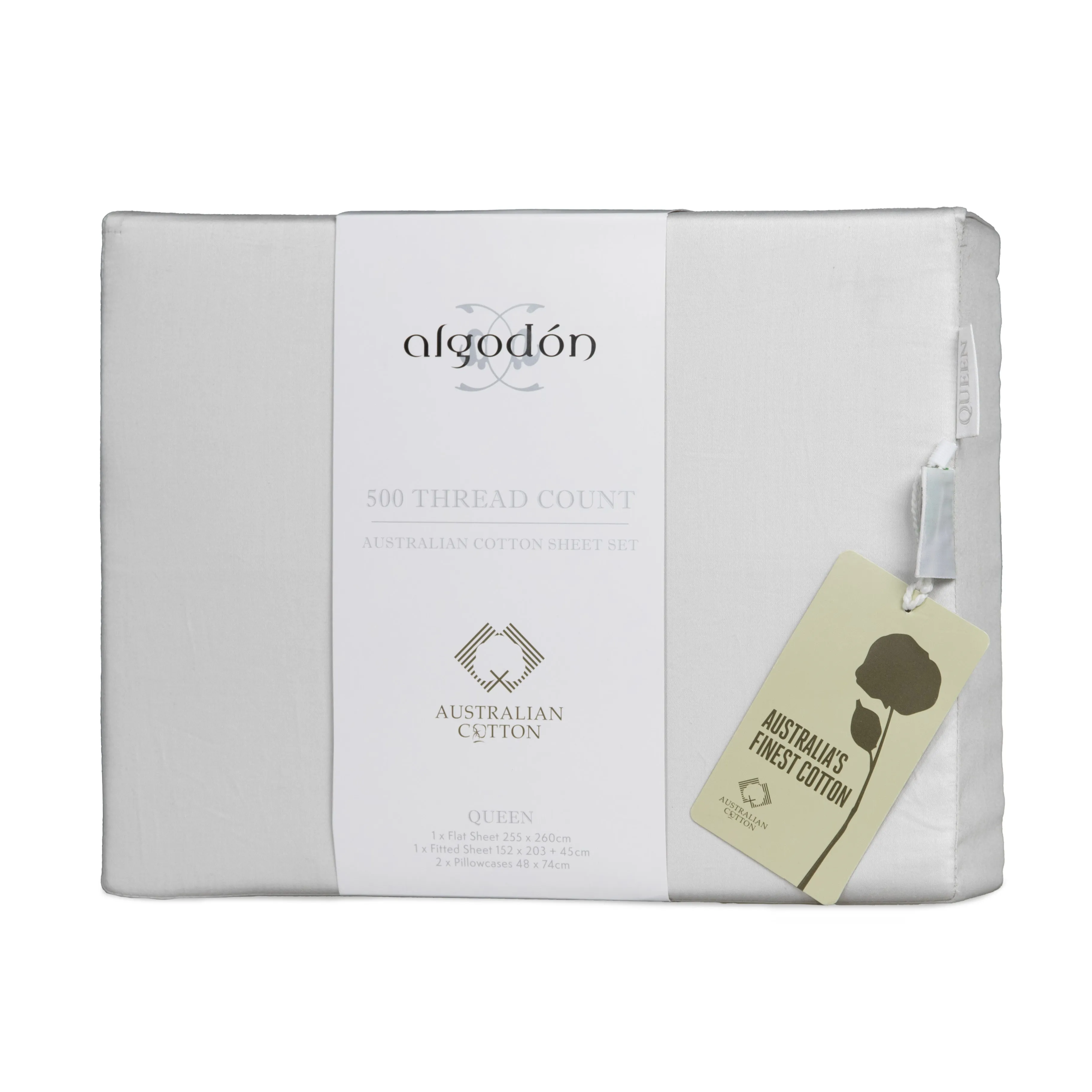 ALGODON "500TC Australian Cotton " SHEET SET - SILVER