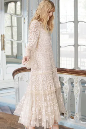 Annie Sequin Tiered Ankle Gown