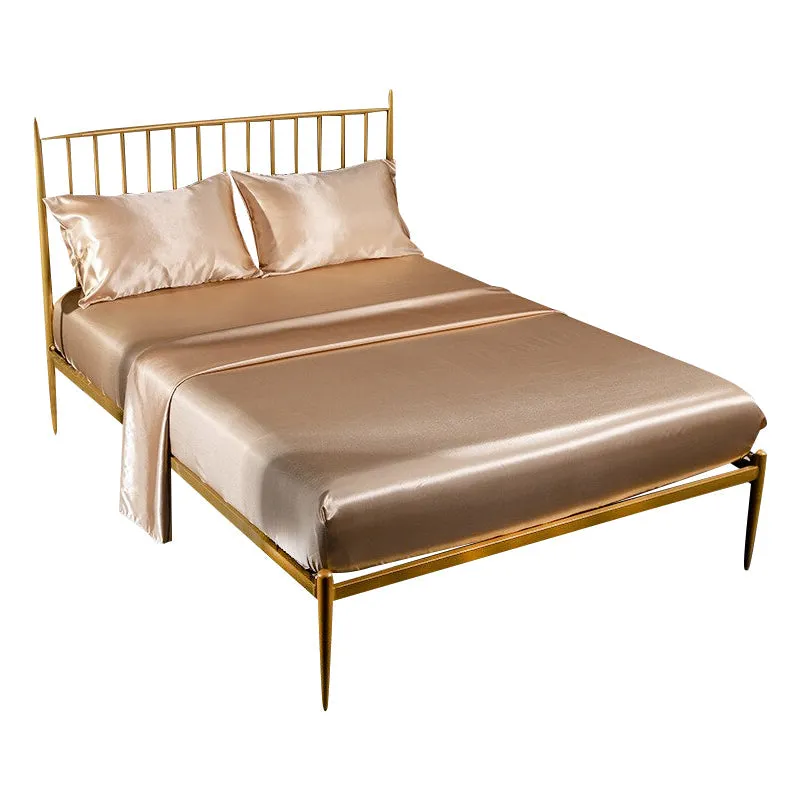 Anyhouz Fitted Sheet Silky Sheet Set with Pillow Cases - Queen - Camel
