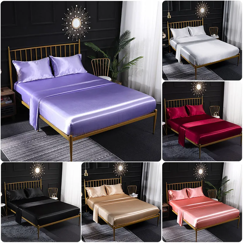 Anyhouz Fitted Sheet Silky Sheet Set with Pillow Cases - Queen - Camel