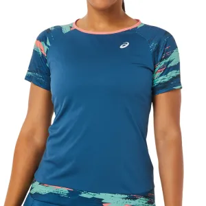 Asics Womens Court Graphic SS Top - Light Indigo