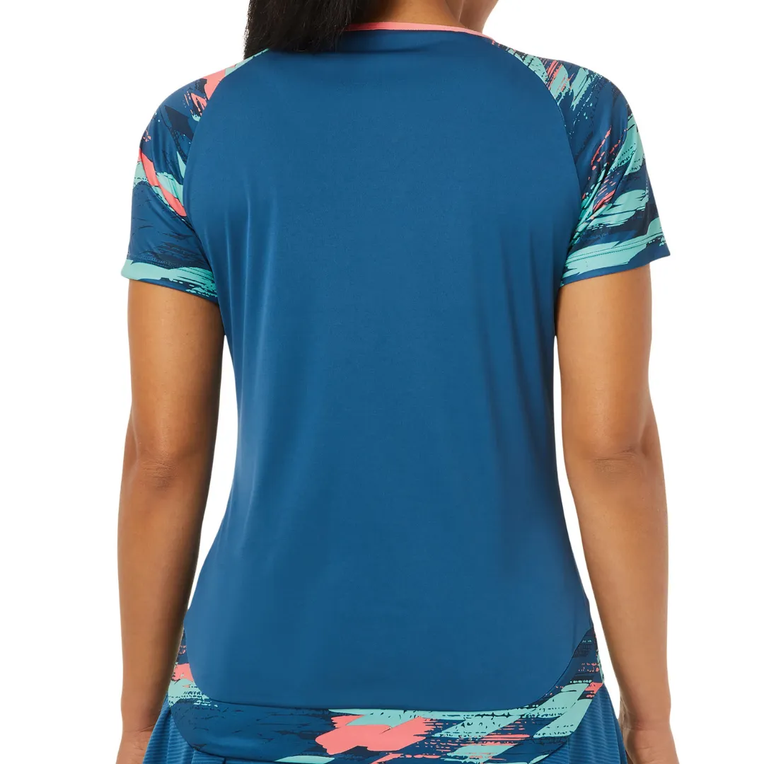 Asics Womens Court Graphic SS Top - Light Indigo