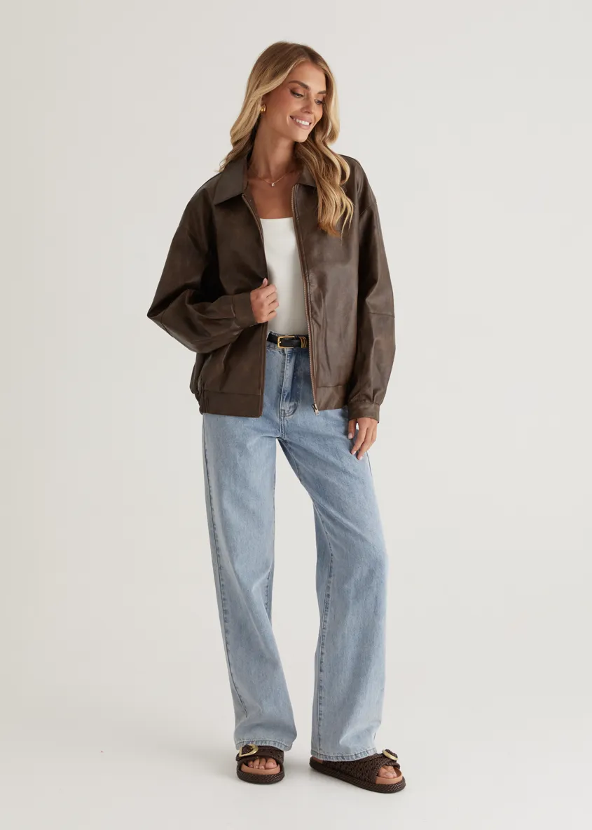 Asta PU Jacket - Brown