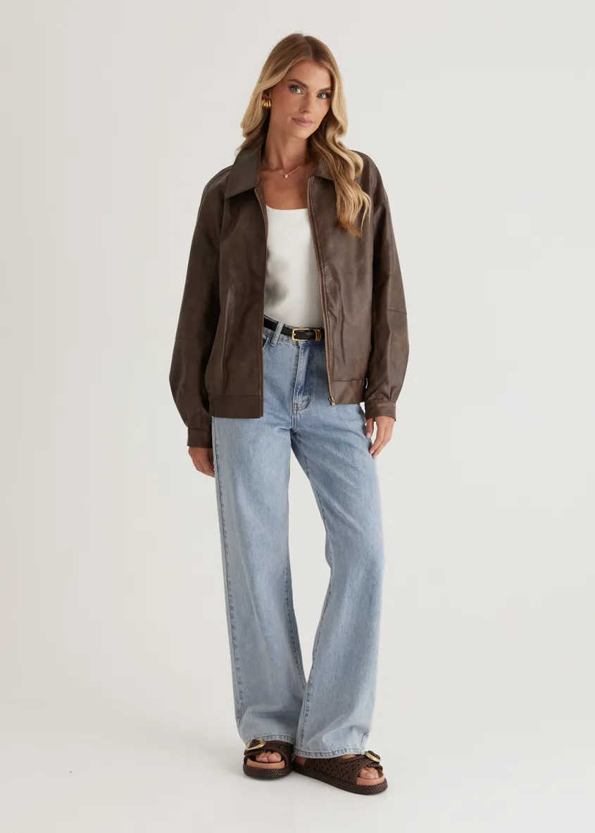 Asta PU Jacket - Brown