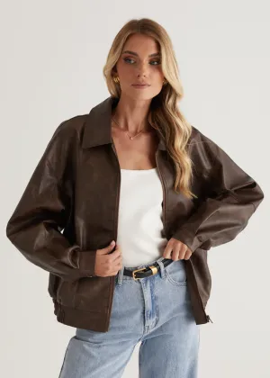 Asta PU Jacket - Brown