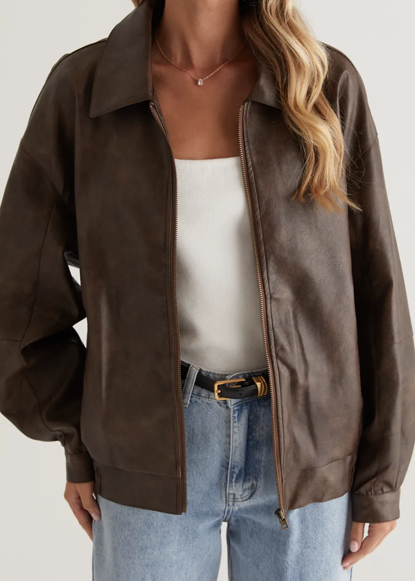 Asta PU Jacket - Brown