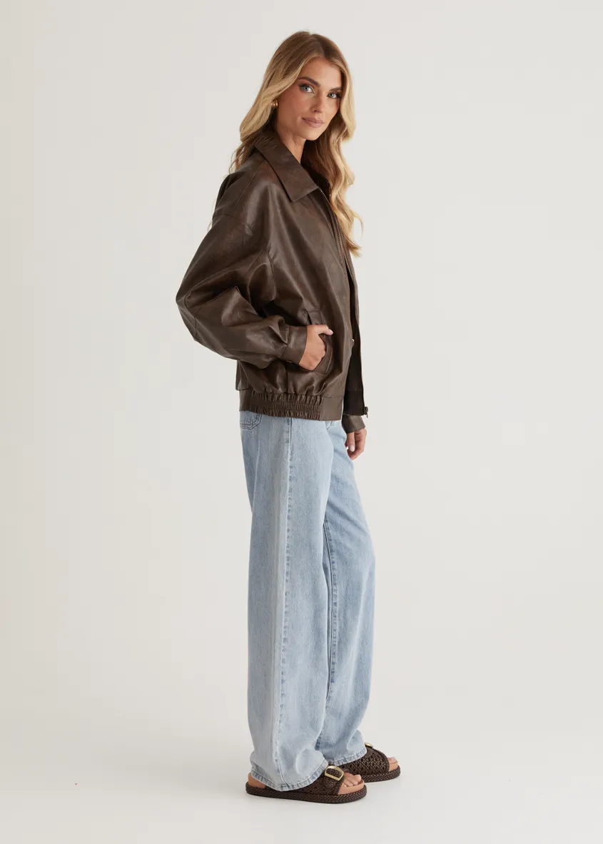 Asta PU Jacket - Brown