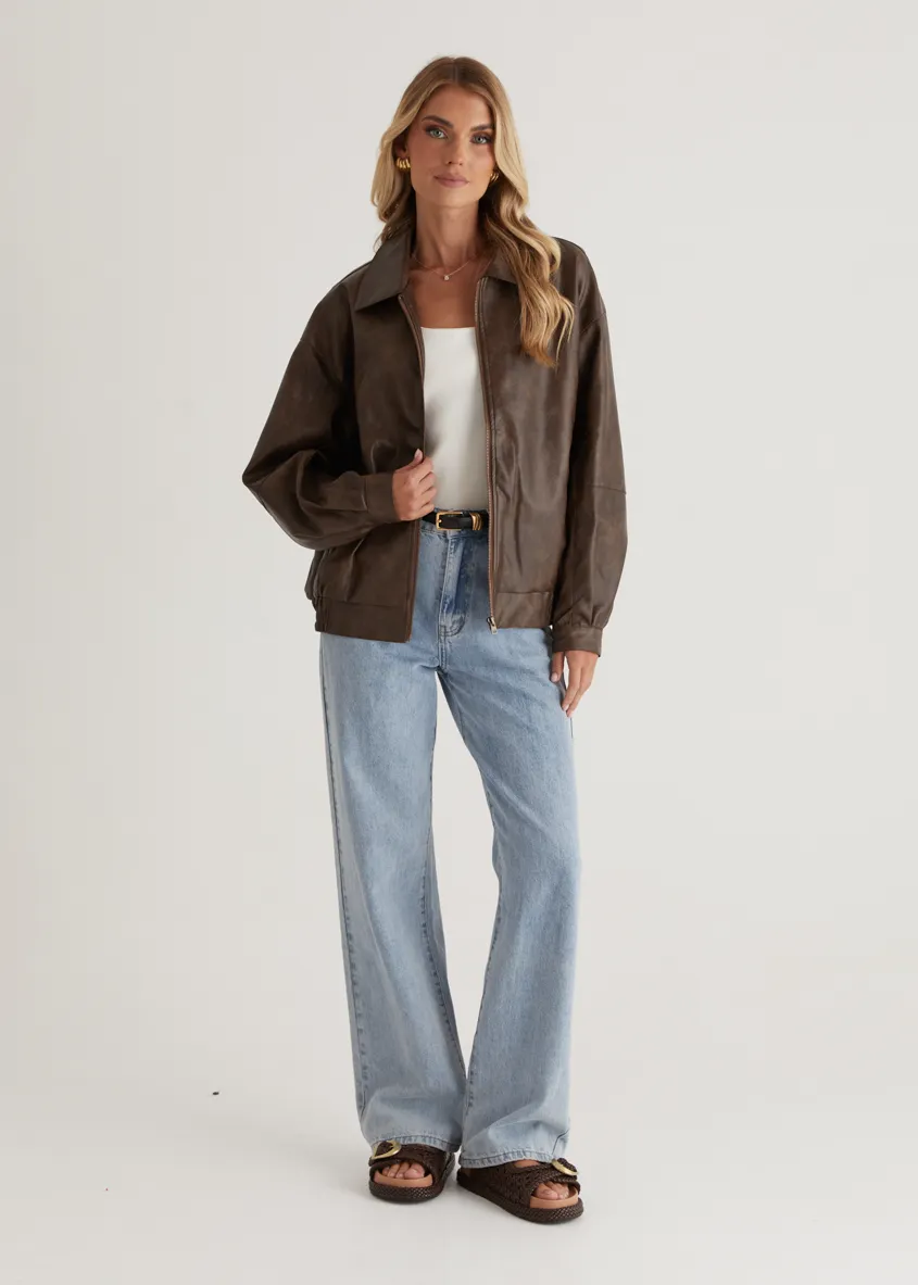 Asta PU Jacket - Brown
