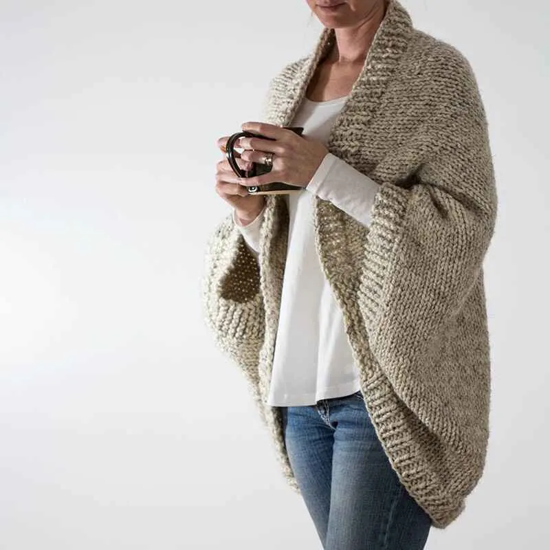 Astylish Womens Open Front Long Sleeve Chunky Knit Cardigan Sweaters Loose Outwear Coat K046