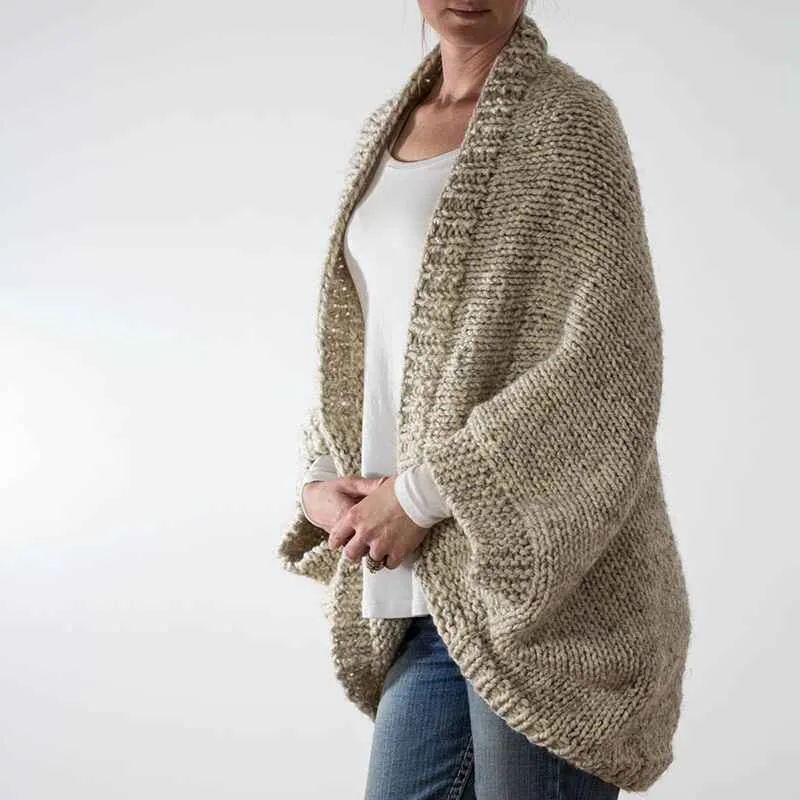 Astylish Womens Open Front Long Sleeve Chunky Knit Cardigan Sweaters Loose Outwear Coat K046