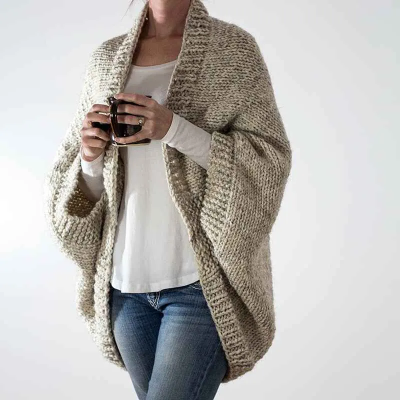 Astylish Womens Open Front Long Sleeve Chunky Knit Cardigan Sweaters Loose Outwear Coat K046
