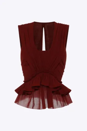 Aveline - Stylish Ruched Ruffles Woman's  Short Sleeve Shirt