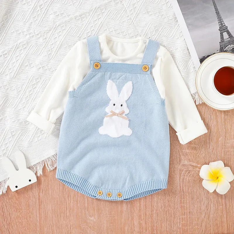 Baby Easter romper Bodysuit 100%Cotton Knitted Newborn Girls Boys Jumpsuit Cute Cartoon Rabbit Toddler Infant Clothing Sleeveless Onesie