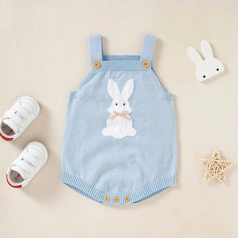Baby Easter romper Bodysuit 100%Cotton Knitted Newborn Girls Boys Jumpsuit Cute Cartoon Rabbit Toddler Infant Clothing Sleeveless Onesie
