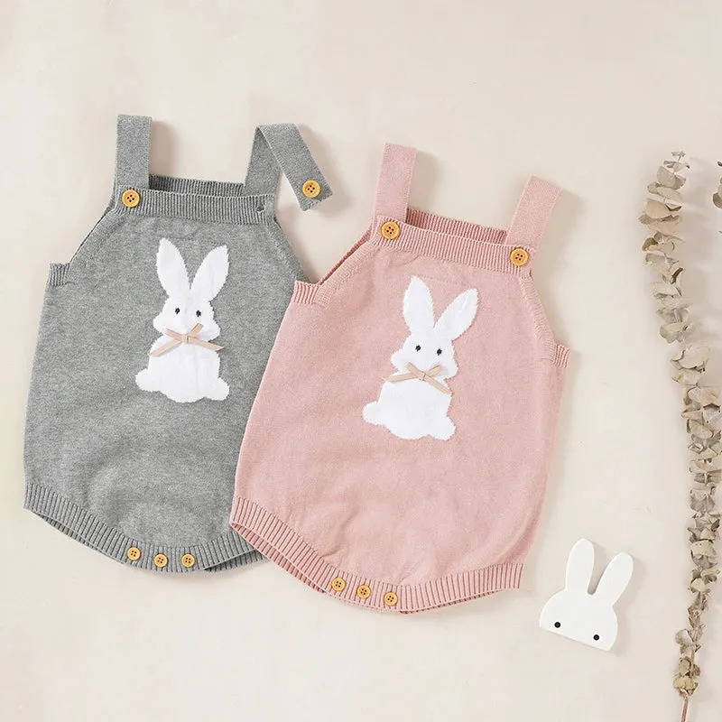 Baby Easter romper Bodysuit 100%Cotton Knitted Newborn Girls Boys Jumpsuit Cute Cartoon Rabbit Toddler Infant Clothing Sleeveless Onesie