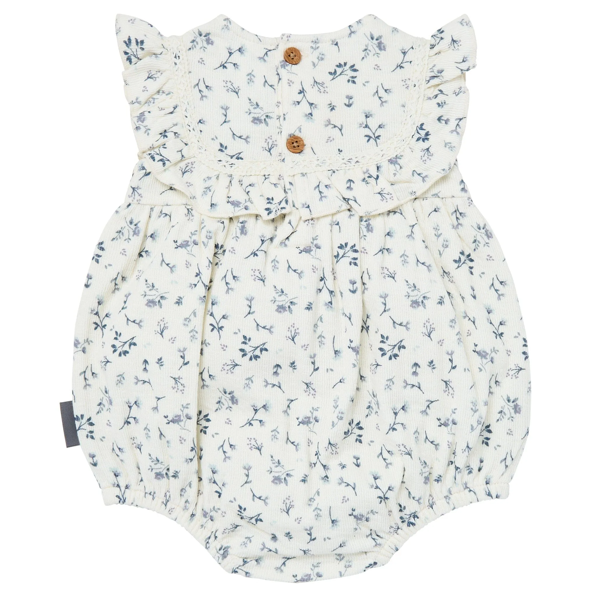 Baby Girls Blue Ditsy Ruffle Bubble Romper