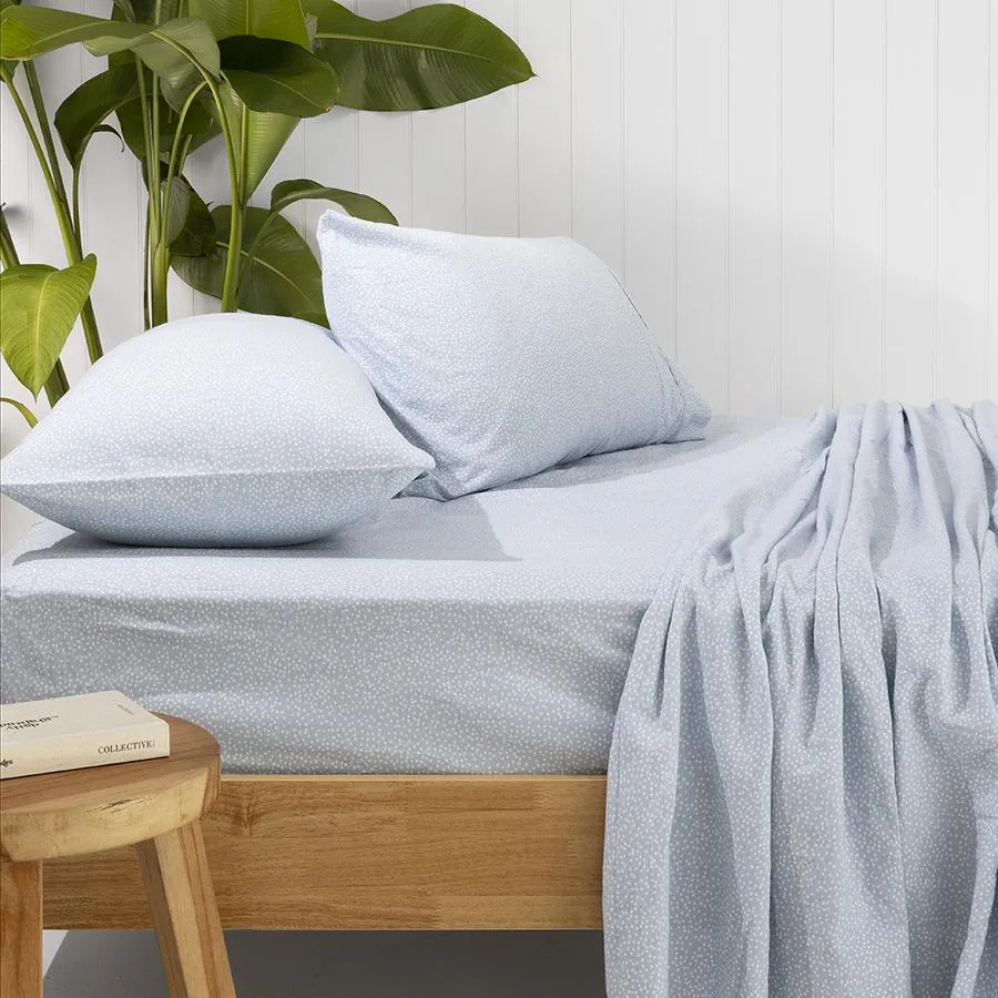 Bambury Spot Flannelette Sheet Set - Steel Blue