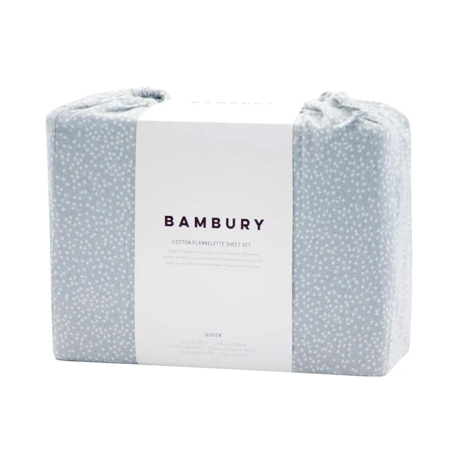Bambury Spot Flannelette Sheet Set - Steel Blue